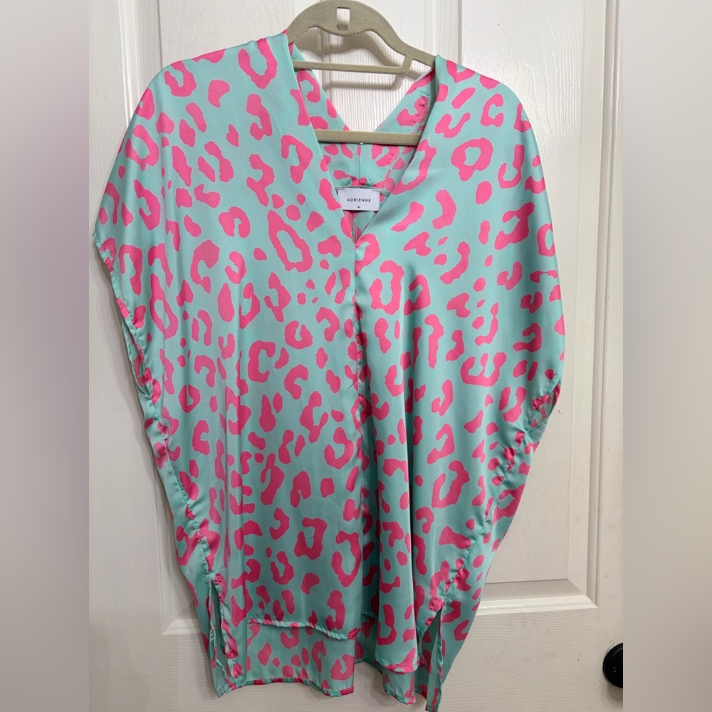 Adrienne Mint and Hot Pink Leopard-Print Tunic Top